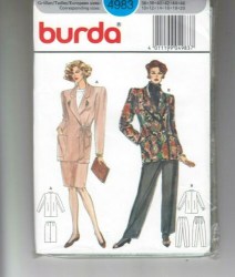 4983 BURDA 1990 LINED SIDE TIED JACKET, STRAIGHT SKIRT, PANTS PATTERN 10-20 UNCUT